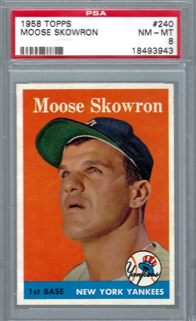 1958 Topps #240 PSA 8 Moose Skowron Yankees 240 Sharp!