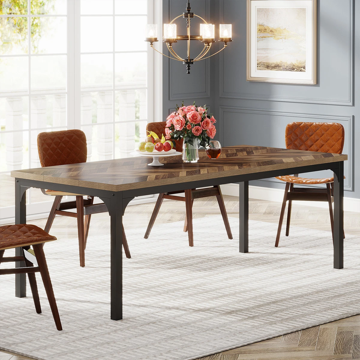 Farmhouse kitchen table with metal chairs new arrivals