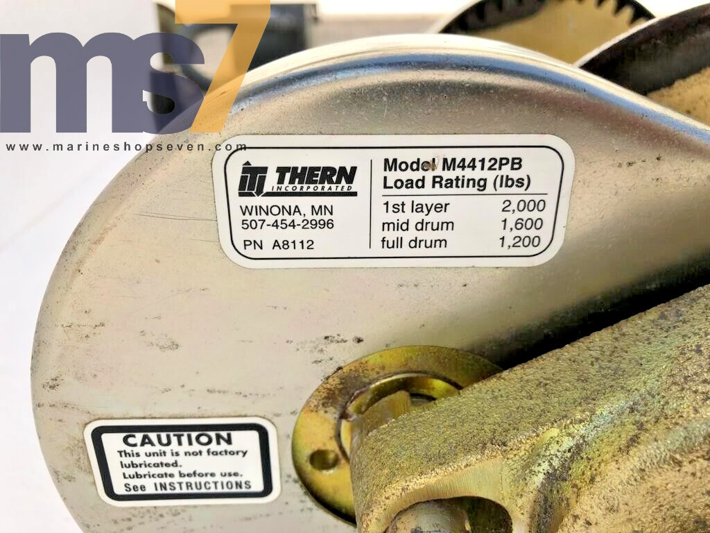 THERN M4412PB SPUR GEAR MANUAL HAND WINCH 2000 LBS #3