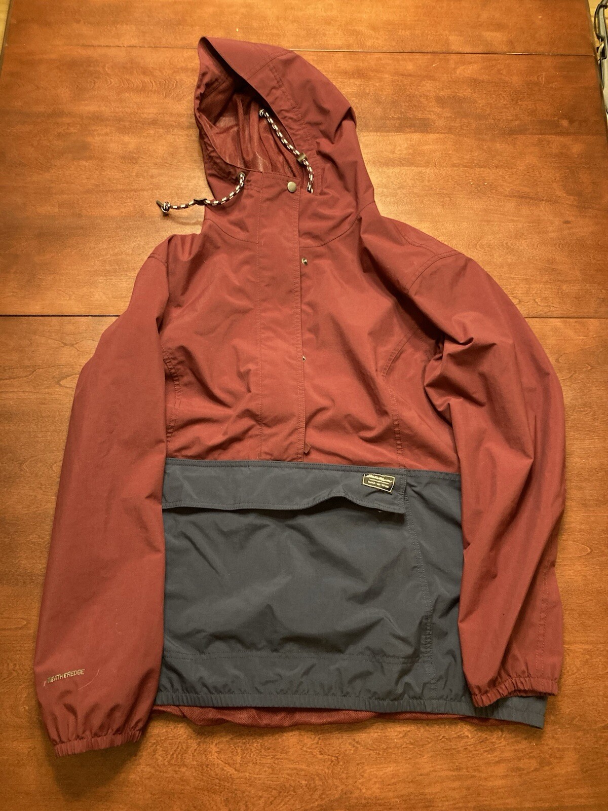 Eddie Bauer Women Jacket Large Red Half Zip Windbreaker Pullover Pockets Vintage