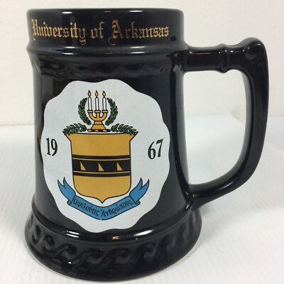 Vintage Beer Stein Mug University Of Arkansas 1967 Large Signed FSSC Name NEIL