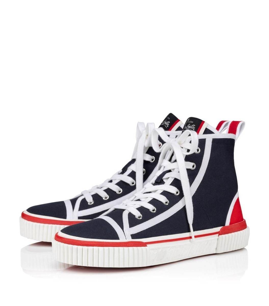 Christian Louboutin PEDRO DONNA FLAT High Hi Top Canvas Sneakers