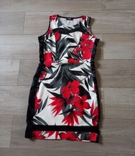 I-X Ivory Floral Stretch Bodycon Dress Evening Party Occasion UK10