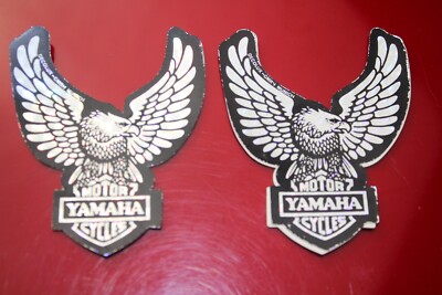 Yamaha Motorrad Aufkleber 2 Stk Adler Emblem  Sticker Chrom/schwarz 66*55 mm