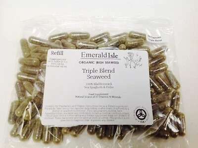 EMERALD ISLE SEAWEED Triple Blend Seaweed Tablets 500 mg 90 Capsules Refill Certified Organic Seaweed
