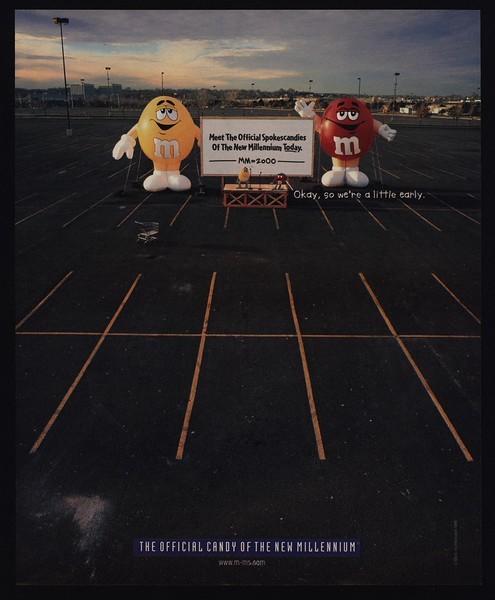 1998 M&M Red & Yellow Candy Of The New Millennium - MM= Year 2000