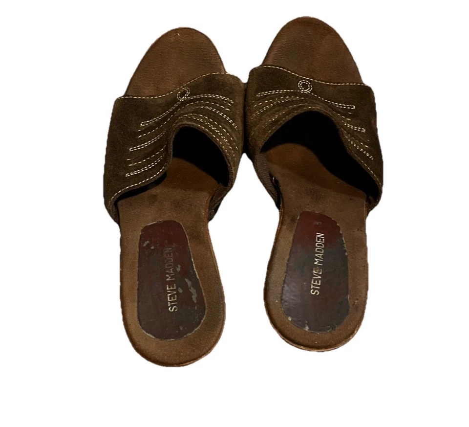 Steve Madden Fraim Marrón Tacón Cuero Mula Talla 8 Foto 2 de 4