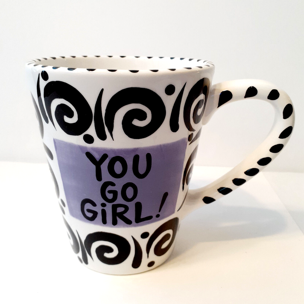 Our Name is Mud Lorrie Veasey YOU GO GIRL Mug Black/White/Purple Swirl Mug  | eBay