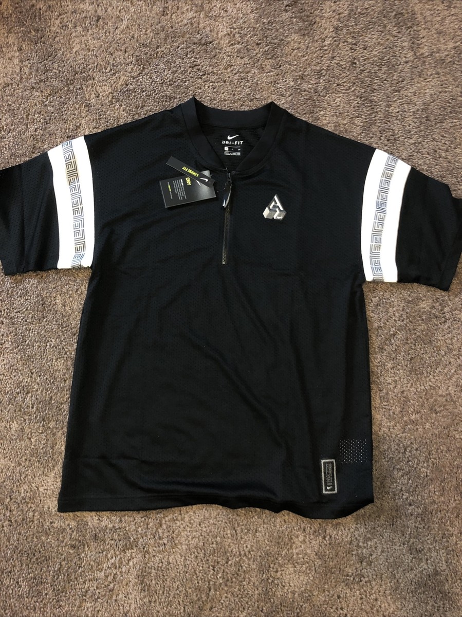 Nike Giannis Men's Short-Sleeve Top 1/4 Zip Small Black/White Msrp