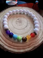 Lava Stone Bracelet Chakras Bead Natural Stone Bracelet Oil Diffuser - White NEW
