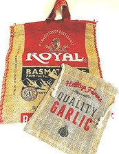 Royal Basmati + Rice Garlic Burlap Tote Bag Sack Zipper Set / 2 No Rice / Garlic
