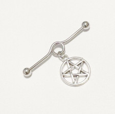 PENTAGRAM INDUSTRIAL BARBELL 316L Surgical Steel 14g 1-1/2" Length.