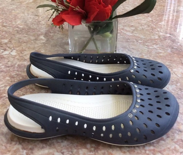New Womenâs Dark Blue Rubber Light Weight Slingback Slipper Jeweled Shoes Size 8 | eBay