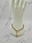 Vtg EMMONS Signed Gold Tone Coil Link Chain Bracelet Textured Fob Dangle 7.5" — photo 2
