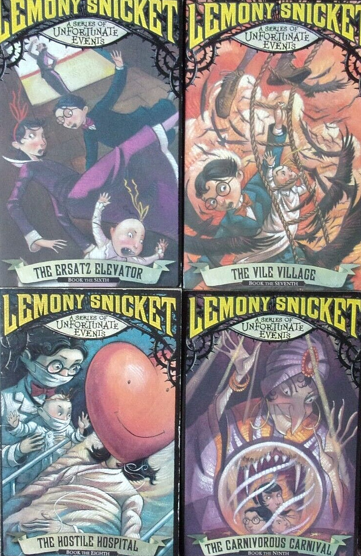 Four A Series of Unfortunate Events Books by Lemony Snicke
