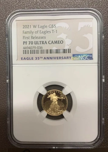 2021-W Proof $5 T-1 Gold Eagle 1/10 oz. NGC PF70UC First Release Label