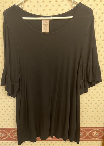 Philosophy Women's Black Short Ruffle Sleeve Shirt Size Extra Large XL