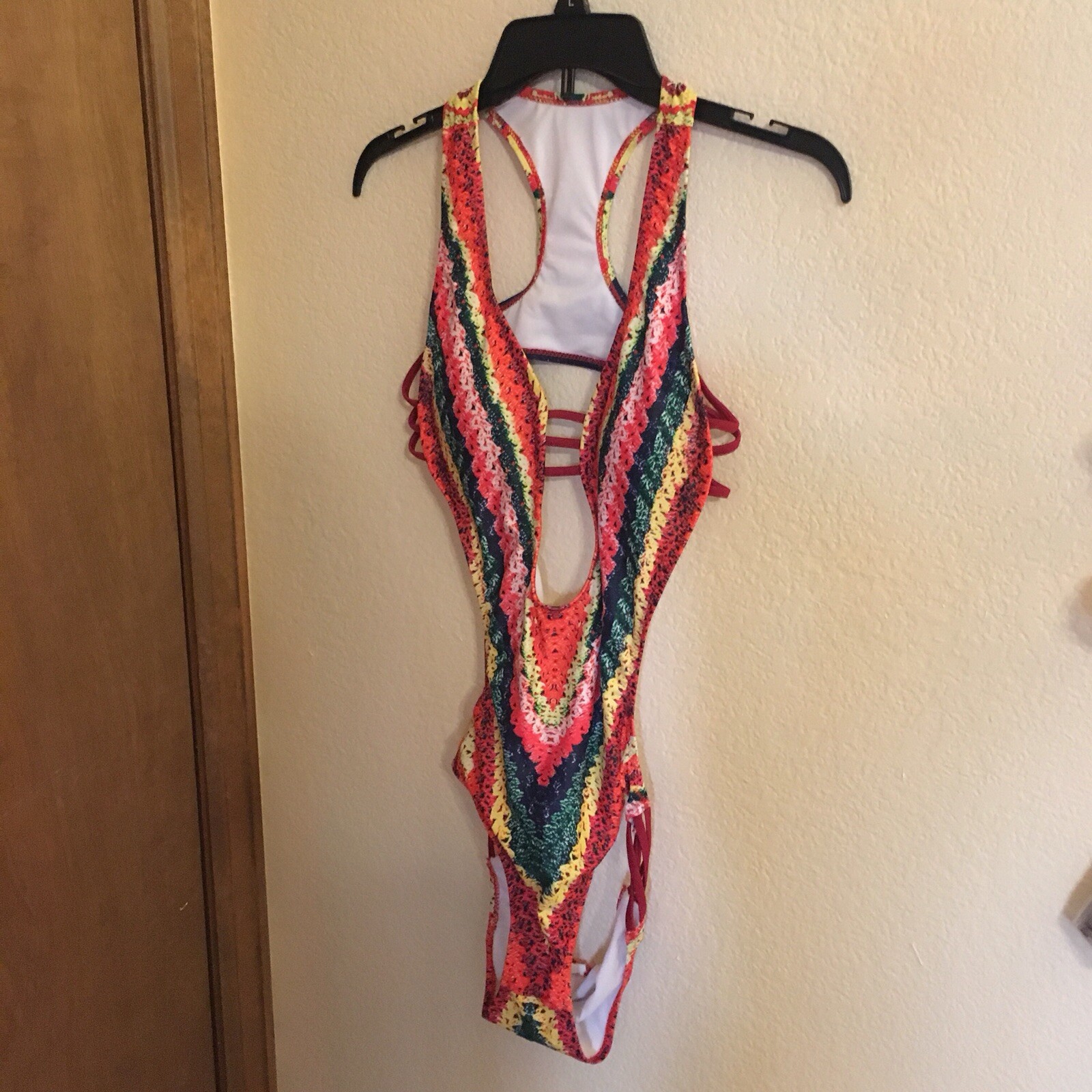 Colorful Rainbow One Piece Swimsuit Size Medium Gem