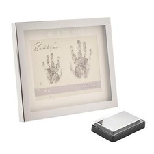 Image of Baby Handprint Frame Silver Colour Me & My Sibling Brother Sister 7 x 5"