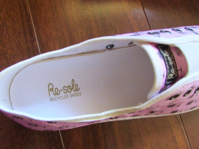 SAOLA RE SOLE ~ Nuova! Sneakers nuove con scatola 8 5 39 ~ rosa palma tropicale slip on riciclate