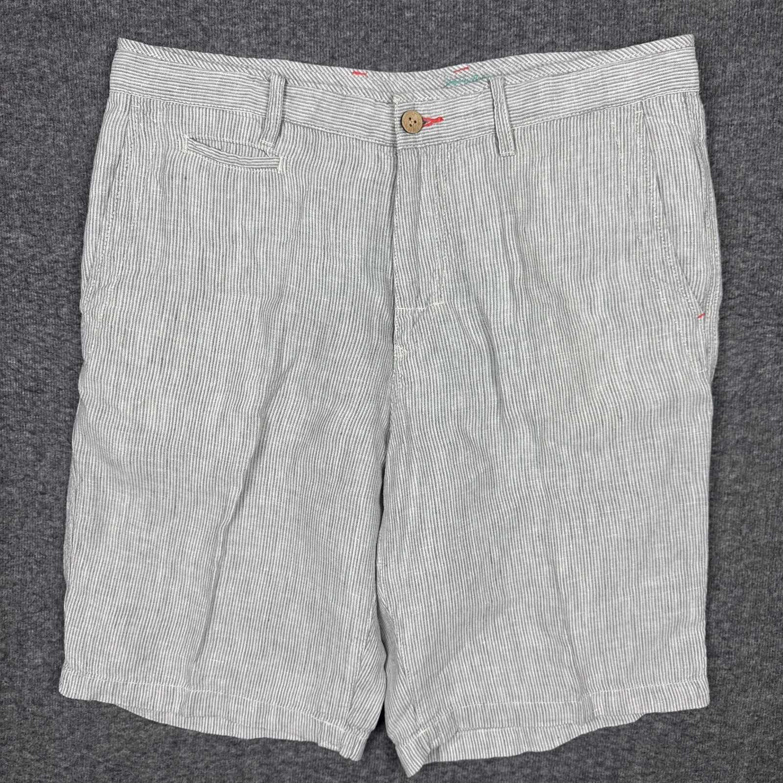 Tommy Bahama Shorts Men 34 Relax 100% Linen Chino Stripe Summer Beach 11" Preppy