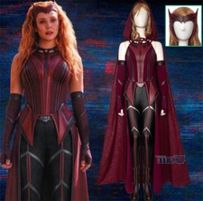 Wanda Vision Scarlet Witch Cosplay Halloween Jumpsuit Outfit Women's Costume Set