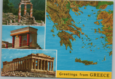 Vintage Postcard Greetings From Greece Athens