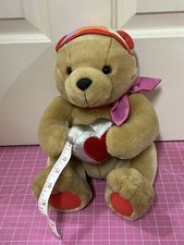 Hallmark Teddy Bear Valentines Plush Tape Measure Backwards Hat