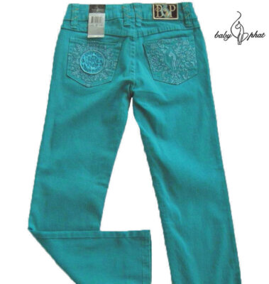 NWT Baby Phat Girls Aqua Blue Cotton Blend Jeans(Size 12, 16) NEW