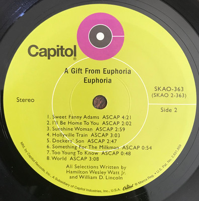 LP/A Gift From Euphoria/USA盤.SKAO‐363 Euphoria - A Gift From Euphoria 12