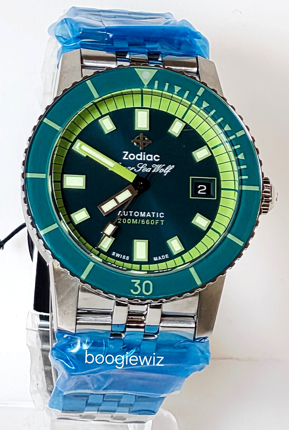 ZODIAC SWISS   SUPER SEA WOLF COMPRESSION DIVER AUTOMATIC WATCH ZO9310 NIB