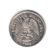 BETTER GRADE 1903 Zs Z MEXICO SILVER 5 CENTAVOS