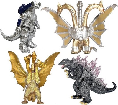 Set of 4 Godzilla & Kaiju Action Figures, 4-inch Plastic, Kids