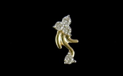 18K Gold natürlicher Diamant Nasennadel/Ohrring mit Zertifikat