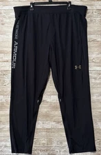 Under Armour Black Track Pants Mens 3XL Loose Drawstring Elastic Waist Zip Legs