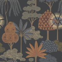 Akiko Blumenmuster BäUme Tapete Dunkelblau Exotisch Garten Metallisch Belgravia