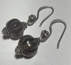 Sterling Silver 925 Artisan Earring Lot Of 2  Faceted Onyx, Smoky Quartz — photo 3
