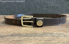 Cabela's Men's Brown Leather Belt 12 GA Shotgun Shell Detail Sz 42