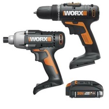 Worx WX915L 20V Power Share Cordless Drill & Impact Driver Combo Kit- New
