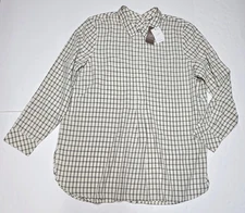 J.Jill Button Down Back Windowpane Shirt  Large Collared Lagenlook Rayon NWT $89