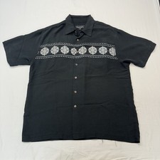 Quicksilver Silver Silver Edition Hawaiian Button Down Shirt Black Mens Size L