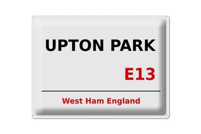 mrdeco Metall Schild 30x40cm gewölbt England West Ham Upton Park E13 Blechschild