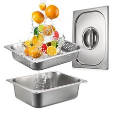 Stainless Steel Hotel Pans Half Size, 4 Inch Deep Steam Table Pan with Perfor...