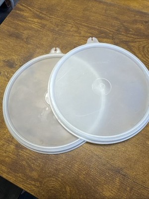 Vtg Tupperware Clear Replacement Lid Set of 2-227-87 & 80 Sheer Seal Made in USA