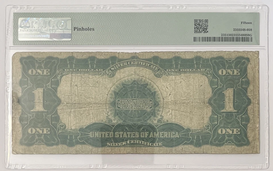 1899 $1 PMG 15 Black Eagle Silver Certificate Banknote - Image 2 of 4