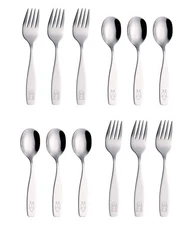 Annova Children's Stainless Steel Flatware Set 12 PCS Forks Spoons Safe Durable