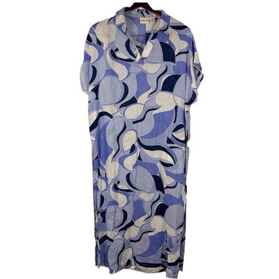 Rachel Zoe Linen Coastal Dress With Pockets Side Slits