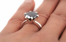 2.00Ct Round Lab-Created Black Onyx Solitaire Ring 925 Silver Promise Wedding