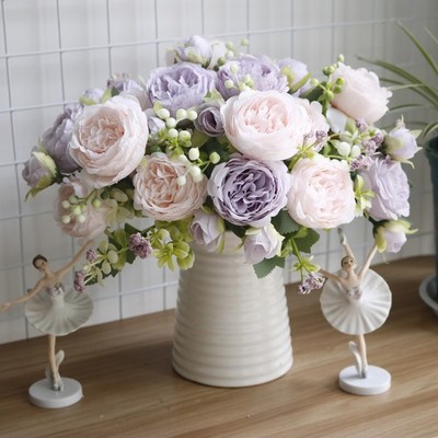 4Pcs Artificial Peony Silk Flowers Arrangement Wedding Bouquet Home Decoration