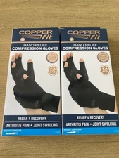 2 Pair Copper Fit Hand Relief Compression Gloves Arthritis Pain - Large/XL
